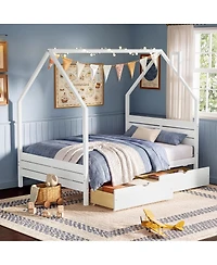 Streamdale Furniture Full House Bed Frame with 2 Storage Drawers