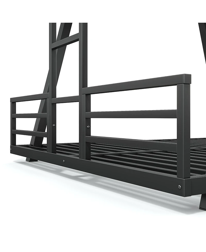 Streamdale Furniture Queen over Queen Metal Bunk Bed with Side Ladders