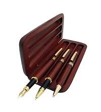 Danrong 3 Rosewood Handcrafted Pen Set With Gift Case And Extra Refills
