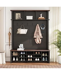 Streamdale Furniture Farmhouse 4-in-1 Hall Tree with Bench and Shoe Storage