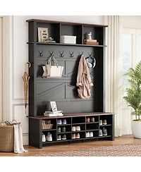Streamdale Furniture Farmhouse 4-in-1 Hall Tree with Bench and Shoe Storage