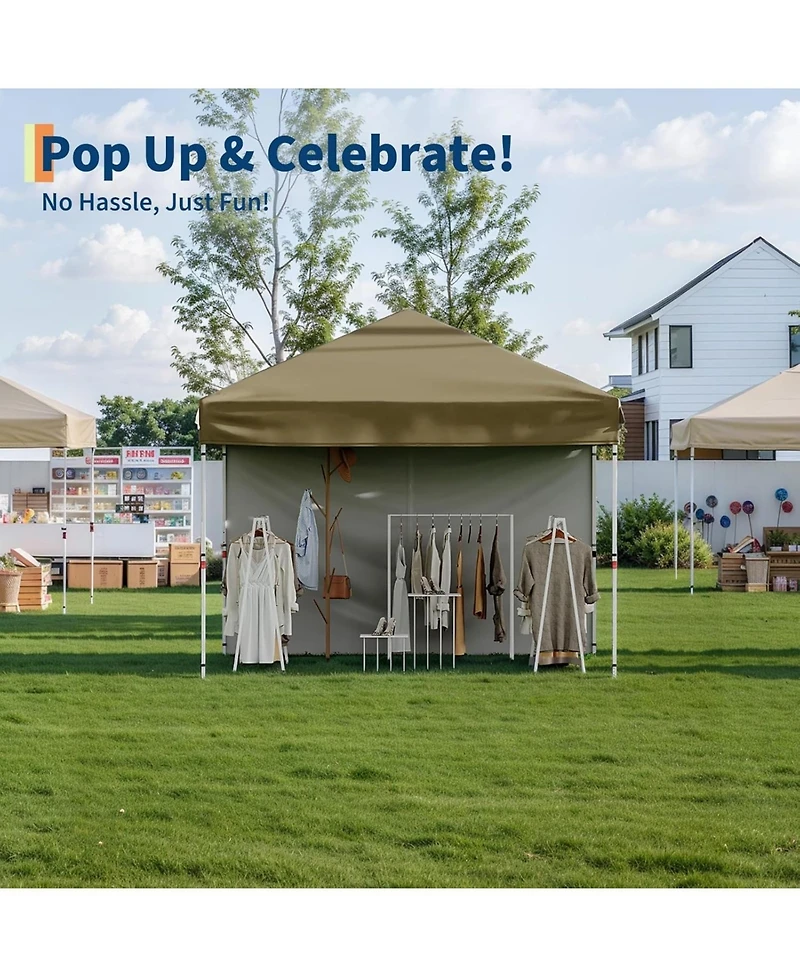 gaomon 10x10 Feet Pop Up Canopy Tent with 1 Removable Sidewall, Heavy Duty Commercial Canopy, with One-Person Setup, Upf 50+ Waterproof