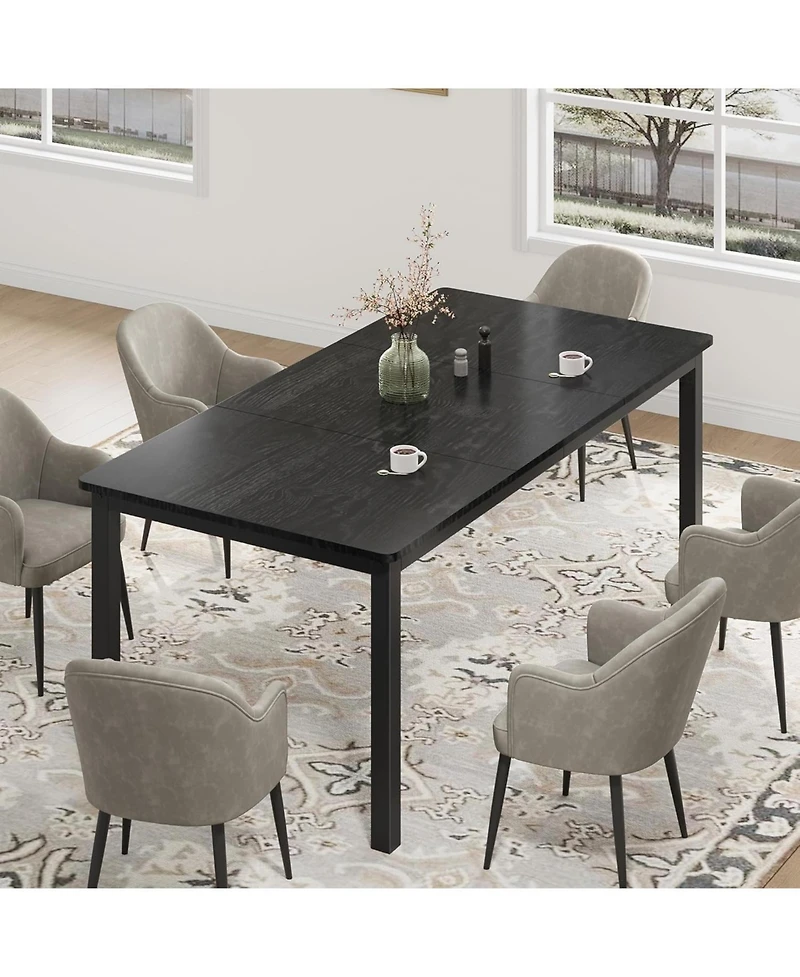 gaomon 70.8" Industrial Dining Table for 6-8 with Metal Legs & Load Bars