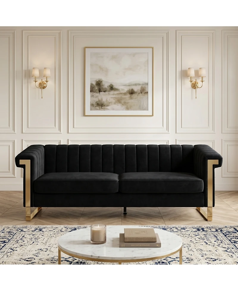 Streamdale Furniture Luxurious Velvet Sofa with High-Resilience Foam and Durable Metal Frame