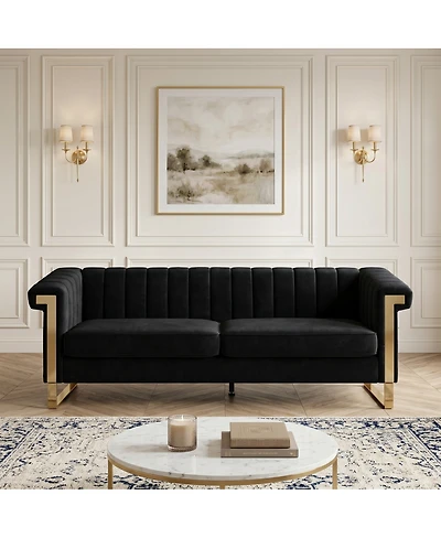 Streamdale Furniture Luxurious Velvet Sofa with High-Resilience Foam and Durable Metal Frame