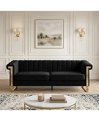Streamdale Furniture Luxurious Velvet Sofa with High-Resilience Foam and Durable Metal Frame