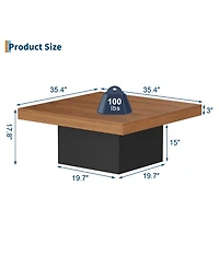 gaomon Square Coffee Table, 35 Inch Led Living Room Tables, Modern Coffee Tables with Plug-in 16-Color Led Lights, Cocktail Table for Home Office