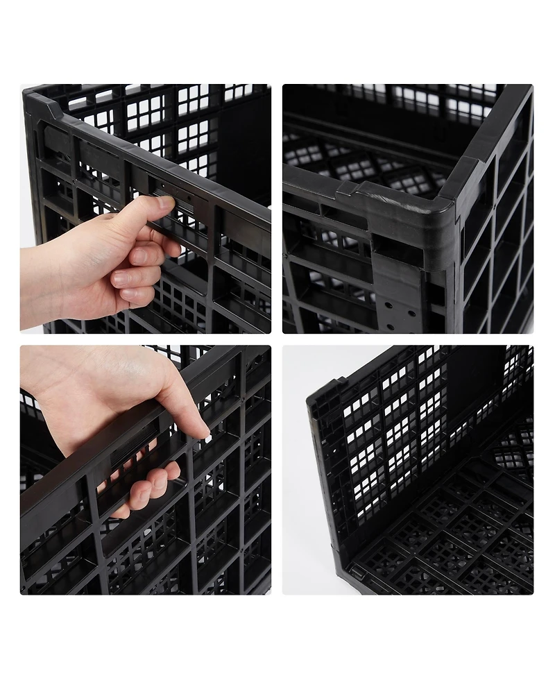 gaomon 1Piece Stackable Collapsible Heavy Duty Plastic Storage Organizer Crate for Outdoor Office, Home, School, Camping