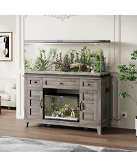 gaomon Rustic-Style Storage Cabinet-Fits an Aquarium-Features Two Doors and Three Drawers for Storage