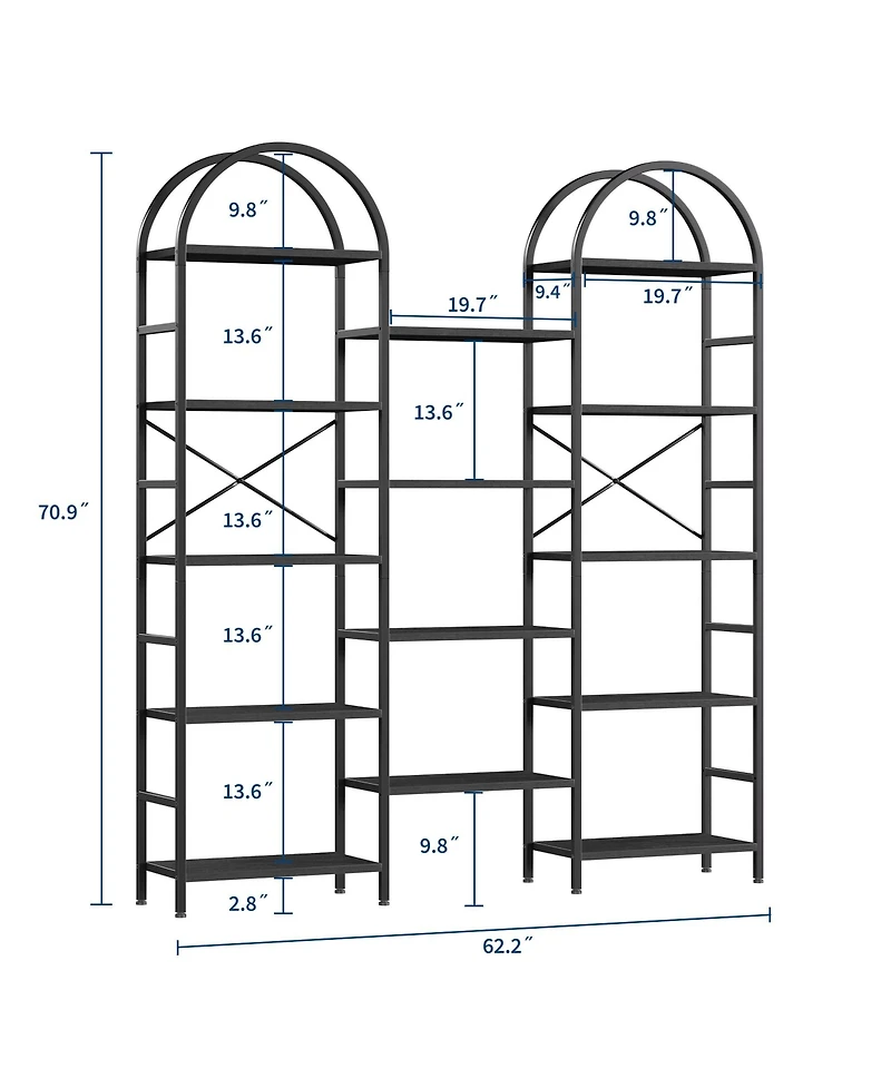 gaomon 5-Tier Arched Bookshelf Industrial Storage Rack with Open Shelves