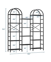 gaomon 5-Tier Arched Bookshelf Industrial Storage Rack with Open Shelves