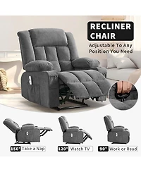 homfan Large Power Recliner with Massage and Heat, 3 Recline Positions, Side Pockets, 2 Cup Holders