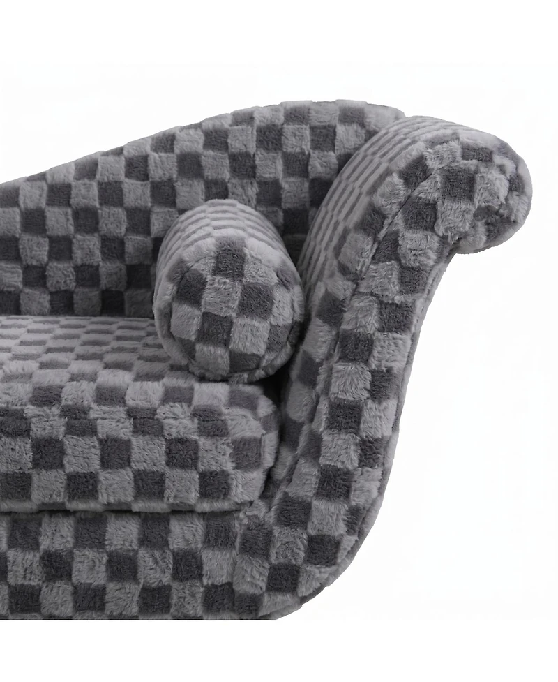 Streamdale Furniture Streamdale Classic Diamond Pattern Fabric Sofa with Elegant Scroll Arms