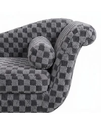 Streamdale Furniture Streamdale Classic Diamond Pattern Fabric Sofa with Elegant Scroll Arms