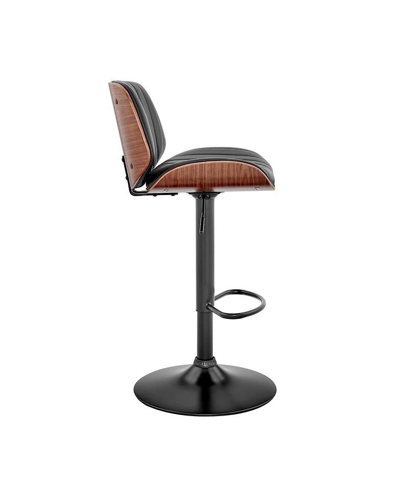 HomeRoots Iron and Faux Leather Adjustable Height Swivel Bar Chair