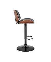 HomeRoots Iron and Faux Leather Adjustable Height Swivel Bar Chair