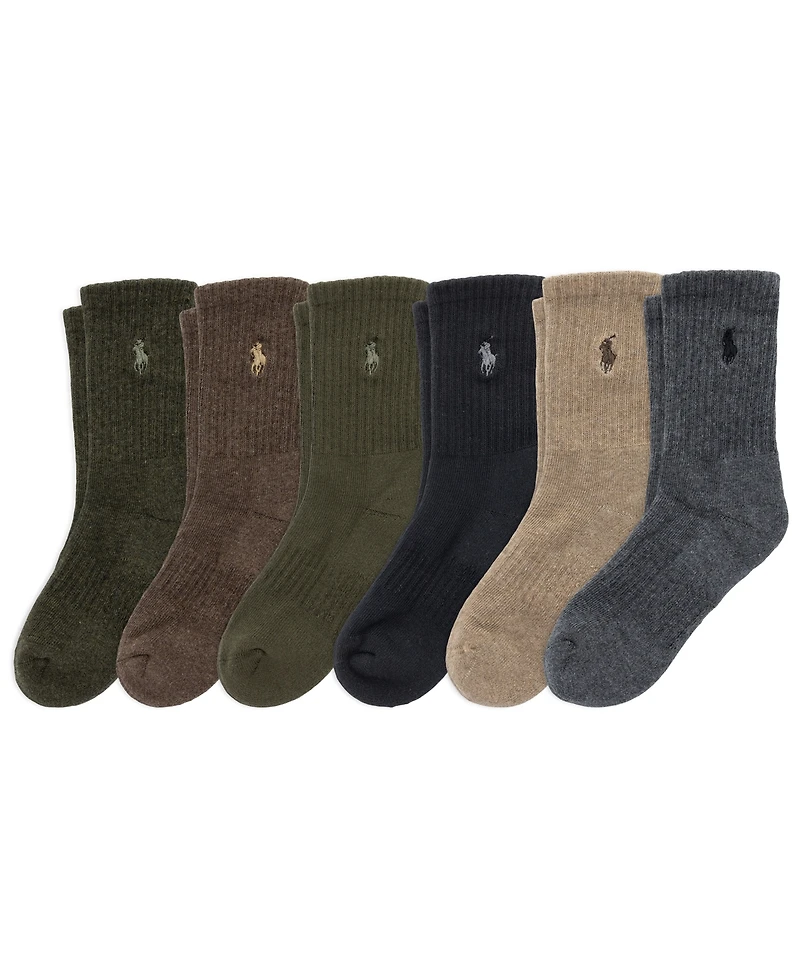Polo Ralph Lauren Little & Big Boys Solid Crew Socks, 6-Pack