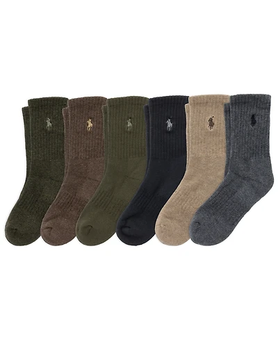 Polo Ralph Lauren Little & Big Boys Solid Crew Socks, 6-Pack