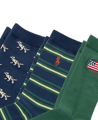 Polo Ralph Lauren Boys' 4-11 Flag RL67 Socks, 3-Pack
