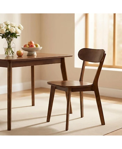Streamdale Furniture Mid-Century Modern Solid Wood Dining Chair with Curved Backrest