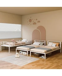 Streamdale Furniture Triple Metal Bunk Bed for 3 Kids, Separates into 3 Twin Beds
