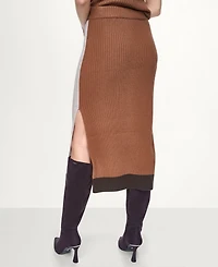 Dkny Jeans Women's Color Block Ribbed Midi Pencil Skirt