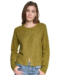 Dkny Jeans Women's Crewneck Cardigan with Asymmetric Closure
