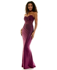 Seni & Cade Juniors' Corset Lace Glitter Satin Dress