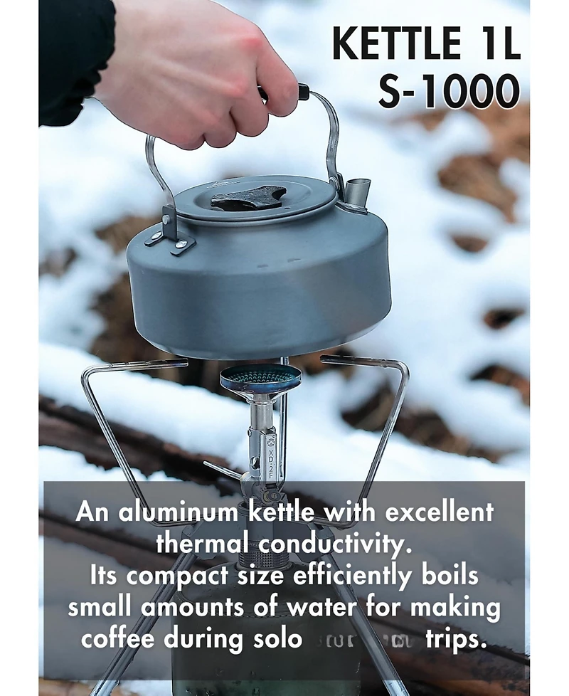 Piscifun 1 Liter Ultralight Hard Anodized Aluminum Camping Kettle For Coffee Tea