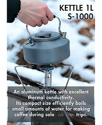 Piscifun 1 Liter Ultralight Hard Anodized Aluminum Camping Kettle For Coffee Tea