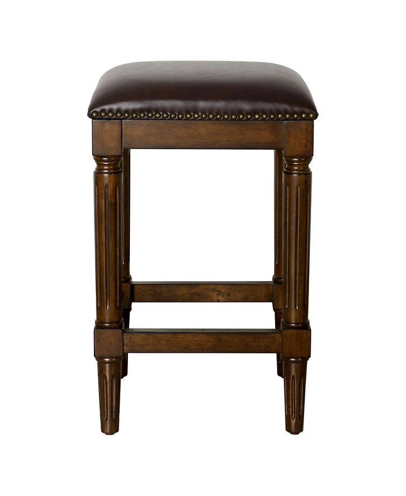 HomeRoots 27" Solid Wood Backless Counter Height Bar Chair