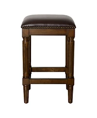 HomeRoots 27" Solid Wood Backless Counter Height Bar Chair