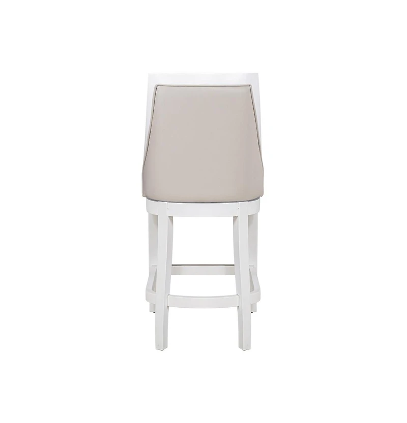 HomeRoots 26" Faux Leather and Solid Wood Counter Height Swivel Bar Chair