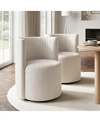 Maison Boucle Makeup Vanity Chair, Textured Tub Chair with Hidden Casters, Barrel Back Accent for Desk, Compact Seating
