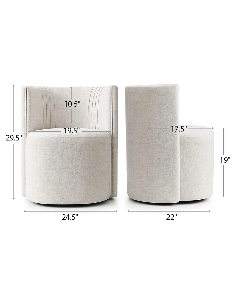 Maison Boucle Upholstered Desk Chair for Office, Textured Barrel Office Chair, Tub Seat with Hidden Casters, Curved Back