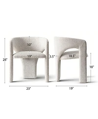 Maison Boucle Upholstered Barrel Dining Chair, Chenille, Modern Curved Armchair, 3.5" Padded Seat, Sculptural Side Chair