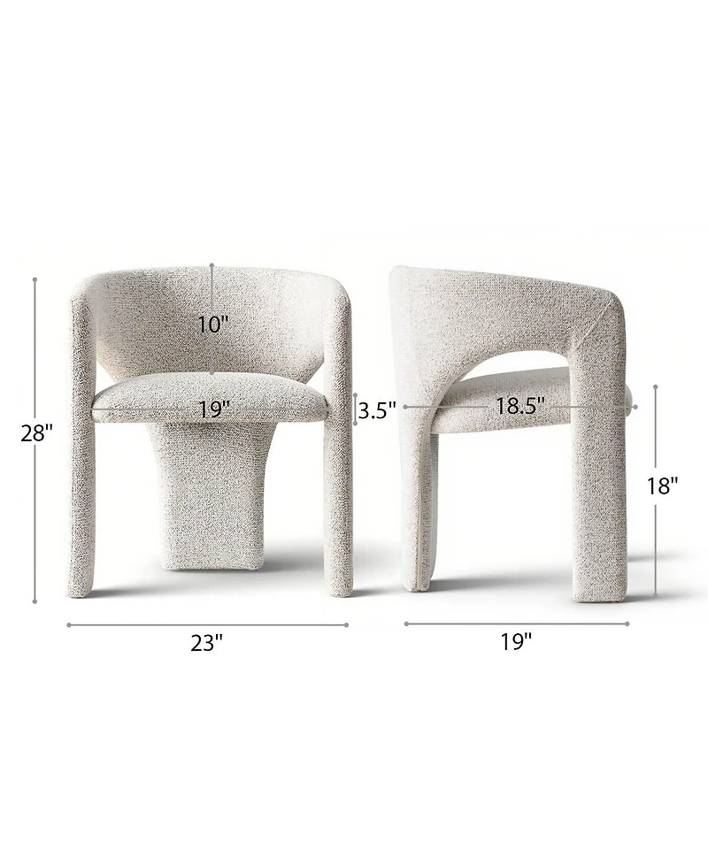 Maison Boucle Upholstered Barrel Dining Chair Set of 2, Chenille, Modern Curved Armchair, 3.5" Padded Seat, Sculptural Side Chair