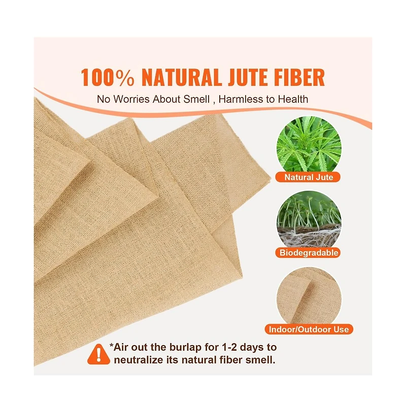 Sugift Burlap Fabric Roll 14 in x 30 ft Jute Tree Wrap Garden