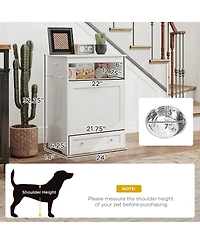 Ruie Pet Feeder Station Storage Cabinet with Raised Dog Bowls and Hooks
