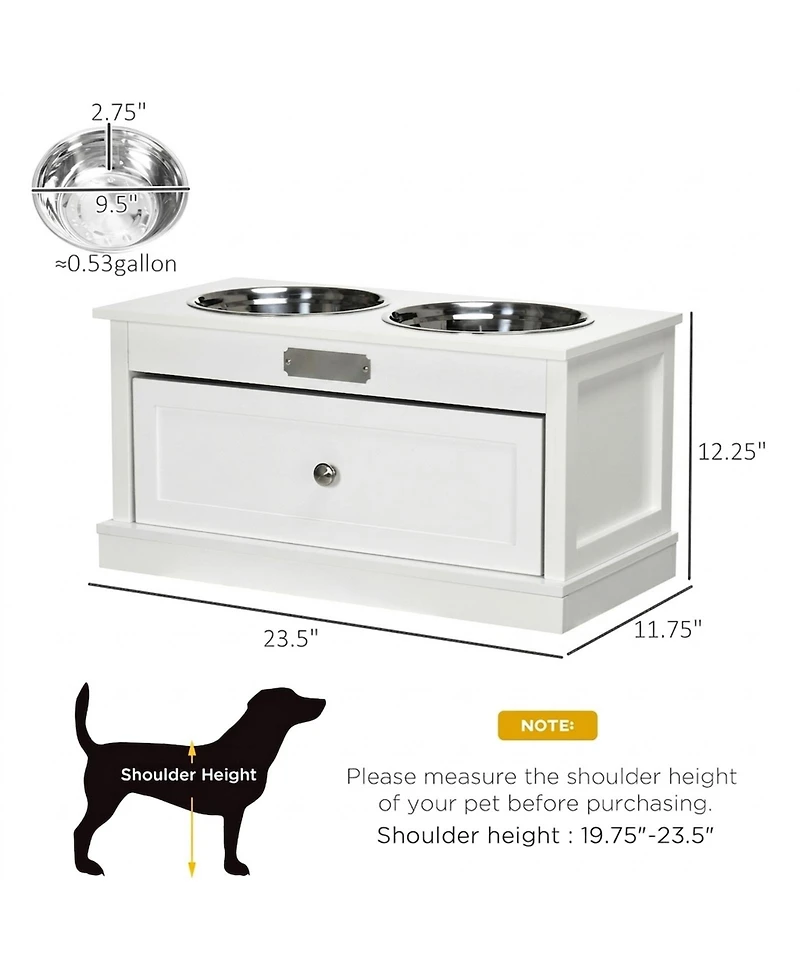 Ruie Large Elevated Dog Bowls Feeding Station with 11L Storage Drawer