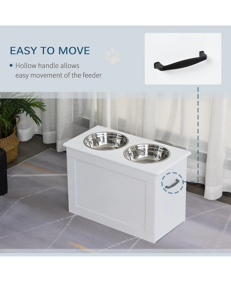 Ruie Raised Pet Feeding Station with Stainless Steel Bowls and Storage Base