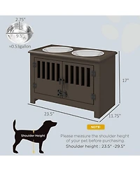 Ruie Dog Food Storage Cabinet with Raised Bowls and Latching Doors