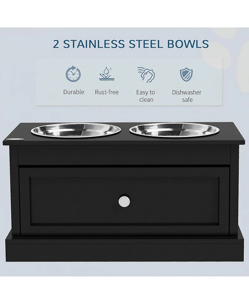 Ruie Elevated Dog Bowls Stand with Pull-Out Storage Drawer for Large Dogs