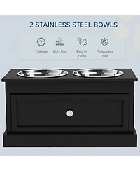 Ruie Elevated Dog Bowls Stand with Pull-Out Storage Drawer for Large Dogs