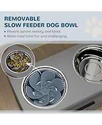 Ruie Large Breed Elevated Dog Bowls Stand with Slow Feeder and Storage Drawer