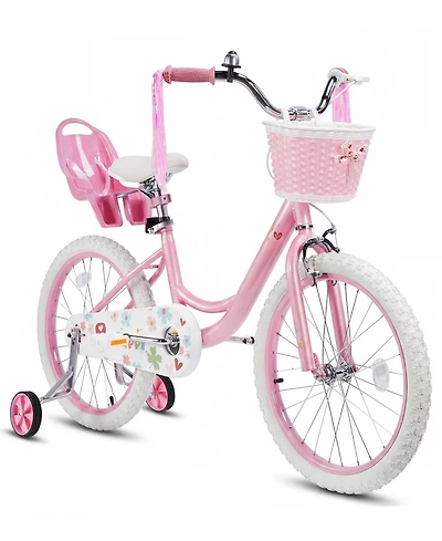 Sugift Kids Girls Bicycle with Front Basket, Doll Seat and Training Wheels