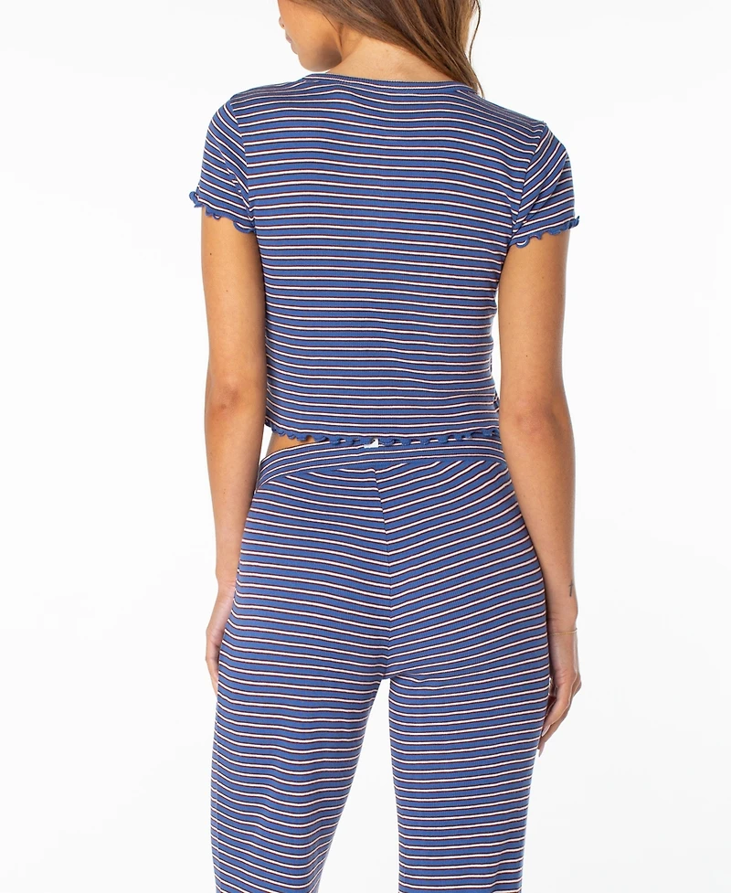 Roxy Women's Poolside Crop Striped T-Shirt