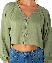 Roxy Women's Let's Get Away Striped Long-Sleeve Shirt