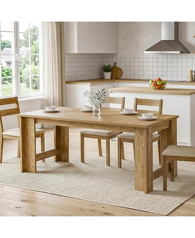 Tribesigns Dining Table for 6–8, 70.8" Farmhouse Dining Room Table with Sturdy Panel Legs, Large Wooden Kitchen Table