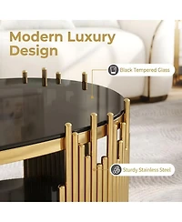 Streamdale Furniture Modern Luxury 2-Piece Glass Nesting Coffee and Side Table Set